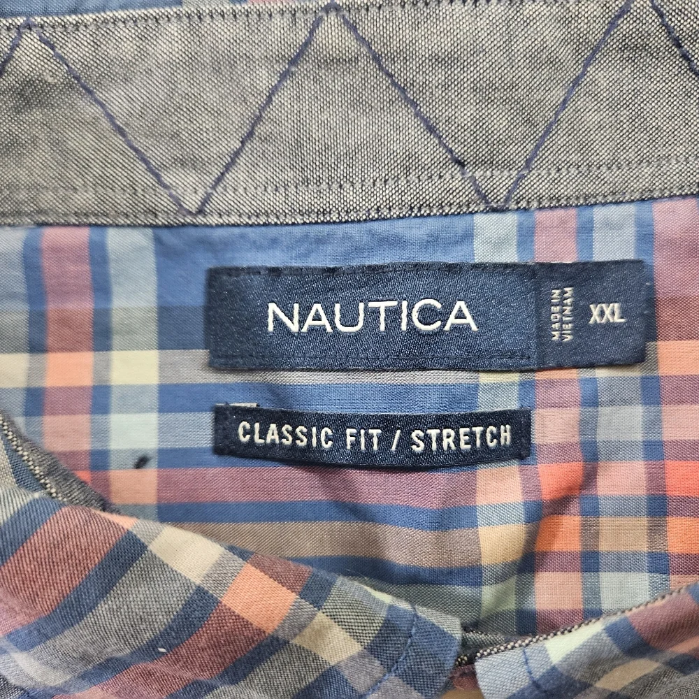 Nautica plaid button down short sleeve shirt men's size XXL